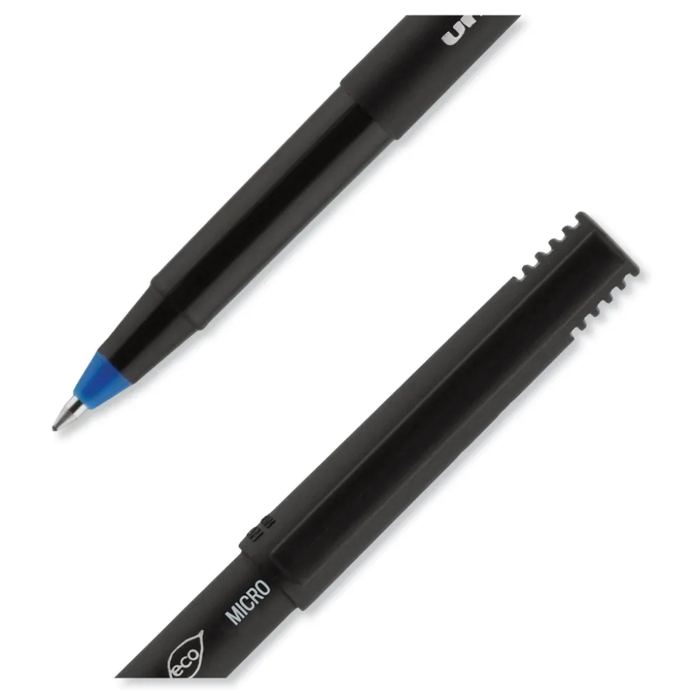 uni-ball ONYX Extra-Fine 0.5 mm Roller Ball Pen - Black/Blue Barrel (1-Dozen)