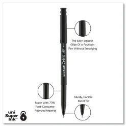 uni-ball ONYX Extra-Fine 0.5 mm Roller Ball Pen - Black Ink/Black Barrel (1-Dozen)