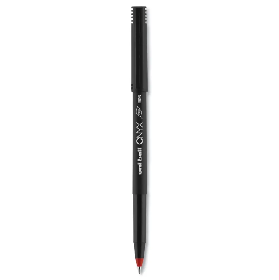 uni-ball ONYX Extra-Fine 0.5 mm Roller Ball Pen - Black/Red Barrel (1-Dozen)