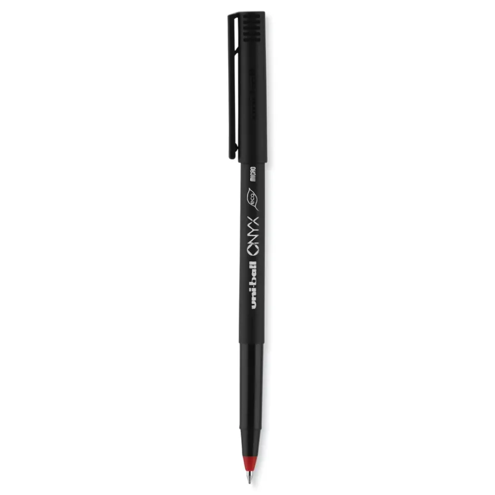 uni-ball ONYX Extra-Fine 0.5 mm Roller Ball Pen - Black/Red Barrel (1-Dozen)