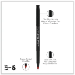 uni-ball ONYX Extra-Fine 0.5 mm Roller Ball Pen - Black/Red Barrel (1-Dozen)