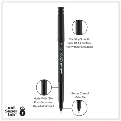 uni-ball ONYX Fine 0.7 mm Roller Ball Pen - Black Ink/Black Barrel (1-Dozen)
