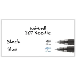 uni-ball Signo 207 Medium 0.7 millimeter Retractable Needle Point Gel Pen - Black Ink/Clear/Black Barrel (1-Dozen)