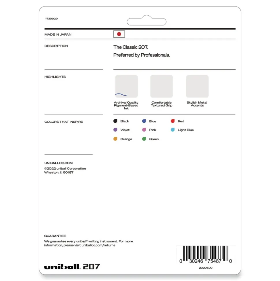 uni-ball Signo 207 Medium 0.7 millimeter Retractable Gel Pen - Assorted Ink/Barrel Colors (1-Set)
