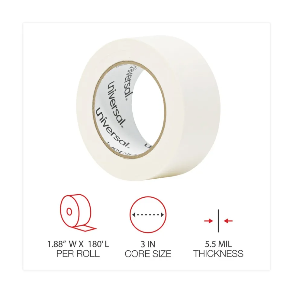 Universal 3 in. Core 48 mm x 54.8 in. General Purpose Masking Tape - Beige (24/Carton)
