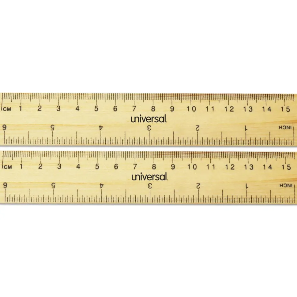 Universal 6 in. Long Standard/Metric Flat Wood Ruler (2/Pack)