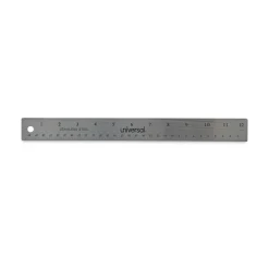 Universal 12 in. Long Standard/Metric Stainless Steel Ruler with Cork Back and Hanging Hole