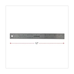 Universal 12 in. Long Standard/Metric Stainless Steel Ruler with Cork Back and Hanging Hole