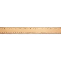 Universal 12 in. Long, Standard, Flat Wood Ruler with Double Metal Edge - Clear Lacquer Finish