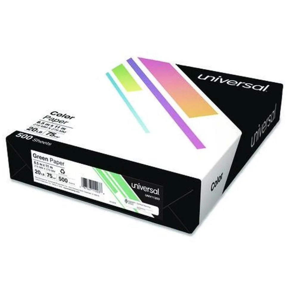 Universal 8.5 in. x 11 in. 20 lbs. Bond Weight Deluxe Colored Paper - Green (10 Reams/Carton)