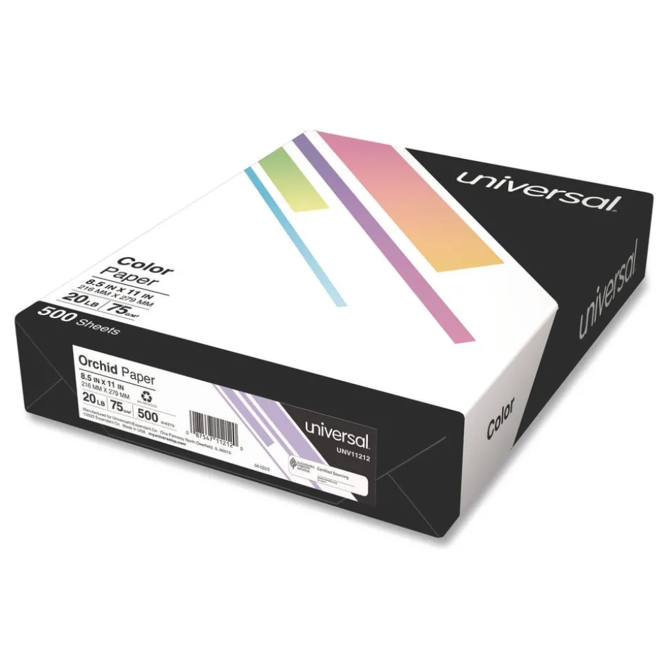 Universal 8.5 in. x 11 in. 20 lbs. Bond Weight Deluxe Colored Paper - Orchid (10 Reams/Carton)