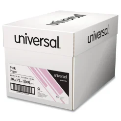Universal 8.5 in. x 11 in. 20 lbs. Bond Weight Deluxe Colored Paper - Pink (10 Reams/Carton)