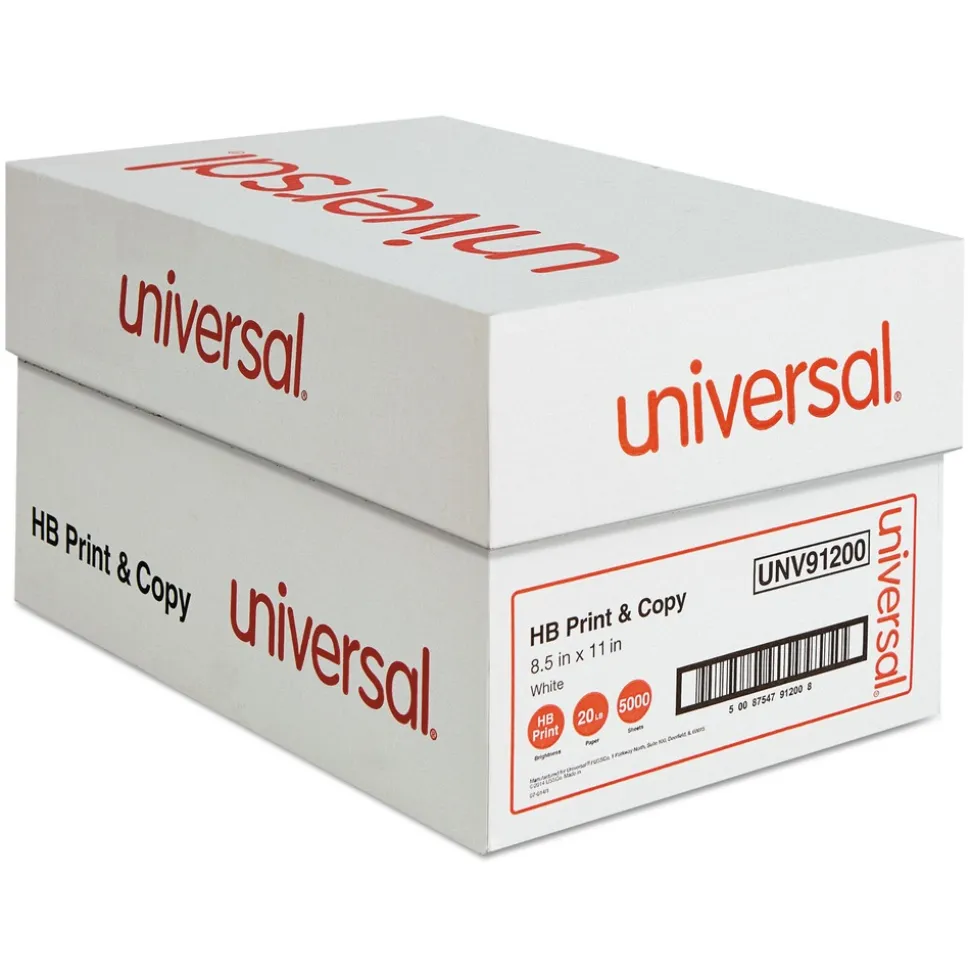 Universal 8.5 in. x 11 in. 20 lbs. Bond Weight High-Bright Multipurpose Paper - White (10/Carton)