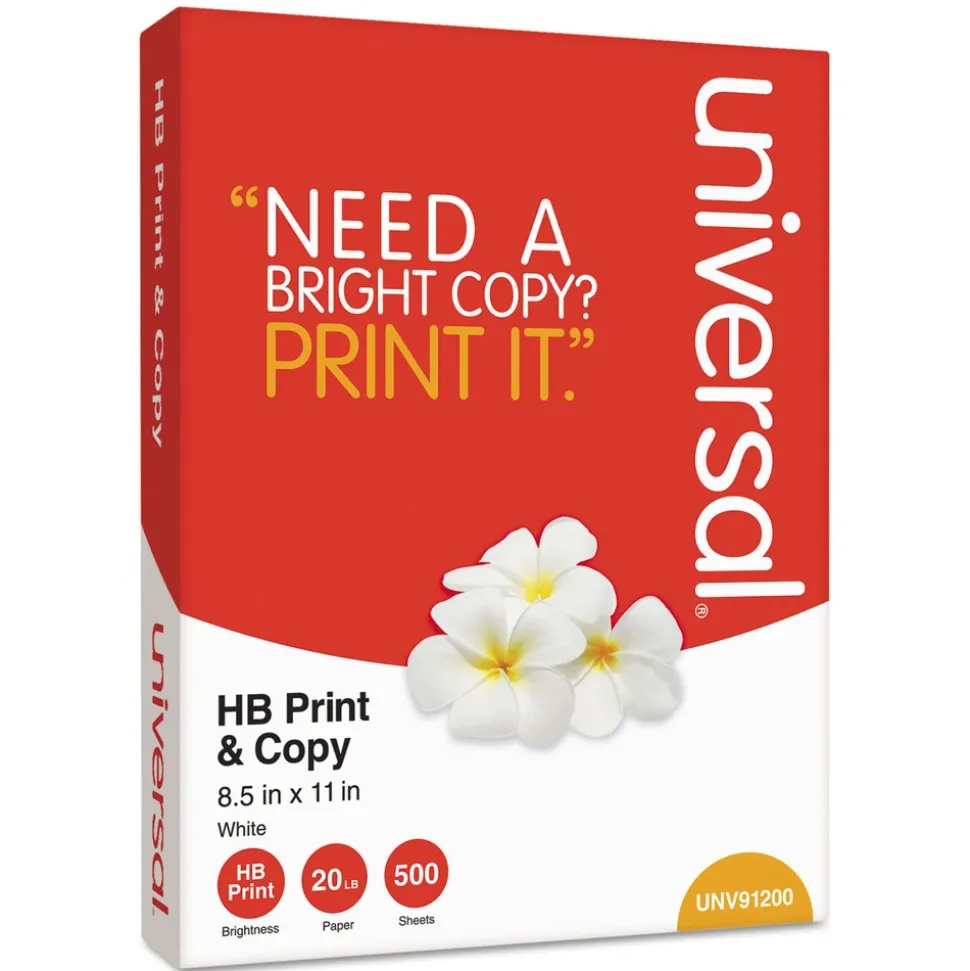Universal 8.5 in. x 11 in. 20 lbs. Bond Weight High-Bright Multipurpose Paper - White (10/Carton)