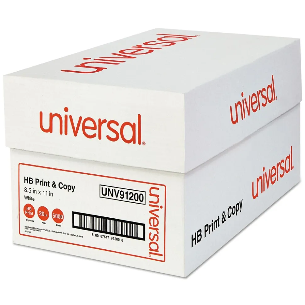 Universal 8.5 in. x 11 in. 20 lbs. Bond Weight High-Bright Multipurpose Paper - White (10/Carton)
