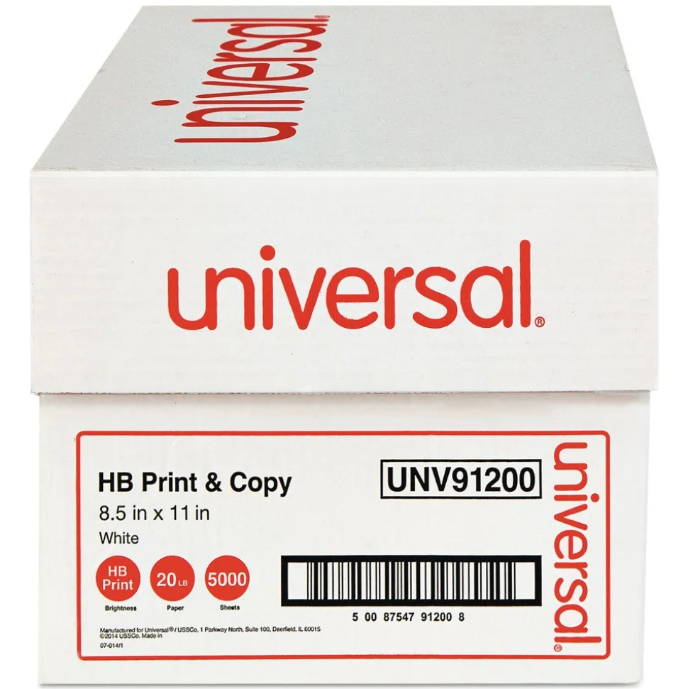 Universal 8.5 in. x 11 in. 20 lbs. Bond Weight High-Bright Multipurpose Paper - White (10/Carton)