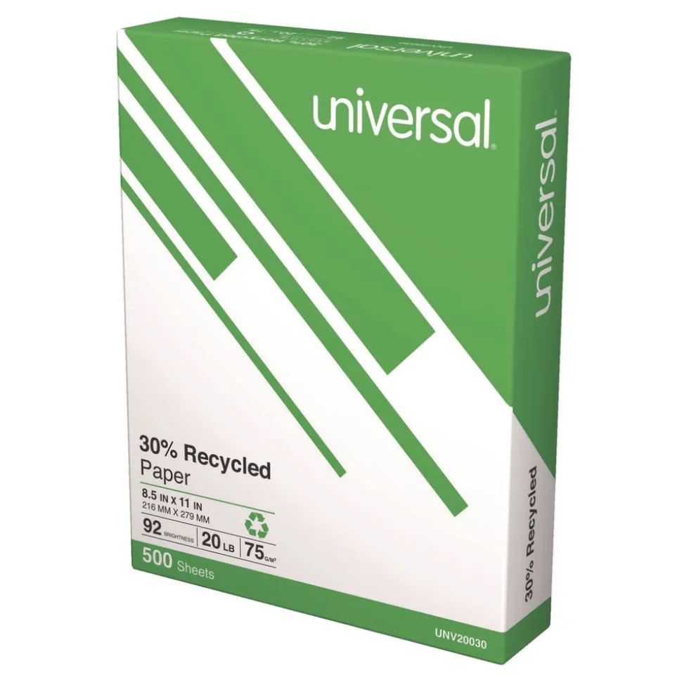 Universal 8.5 in. x 11 in. 30 Percent Recycled Copy Paper - White (1-Pallet)
