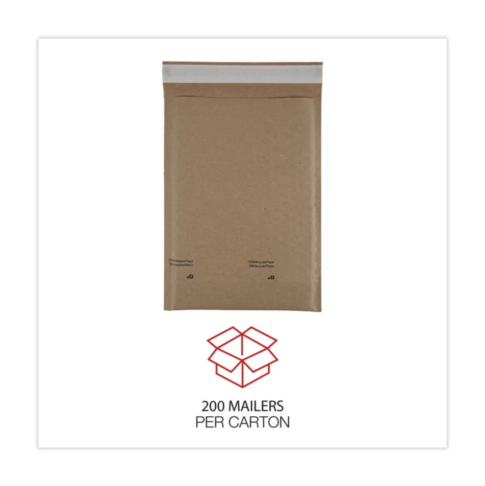 Universal 6 in. x 10 in. Barrier Bubble Air Cell Cushion Self-Adhesive Closure #0 Natural Self-Seal Cushioned Mailer - Kraft (200/Carton)