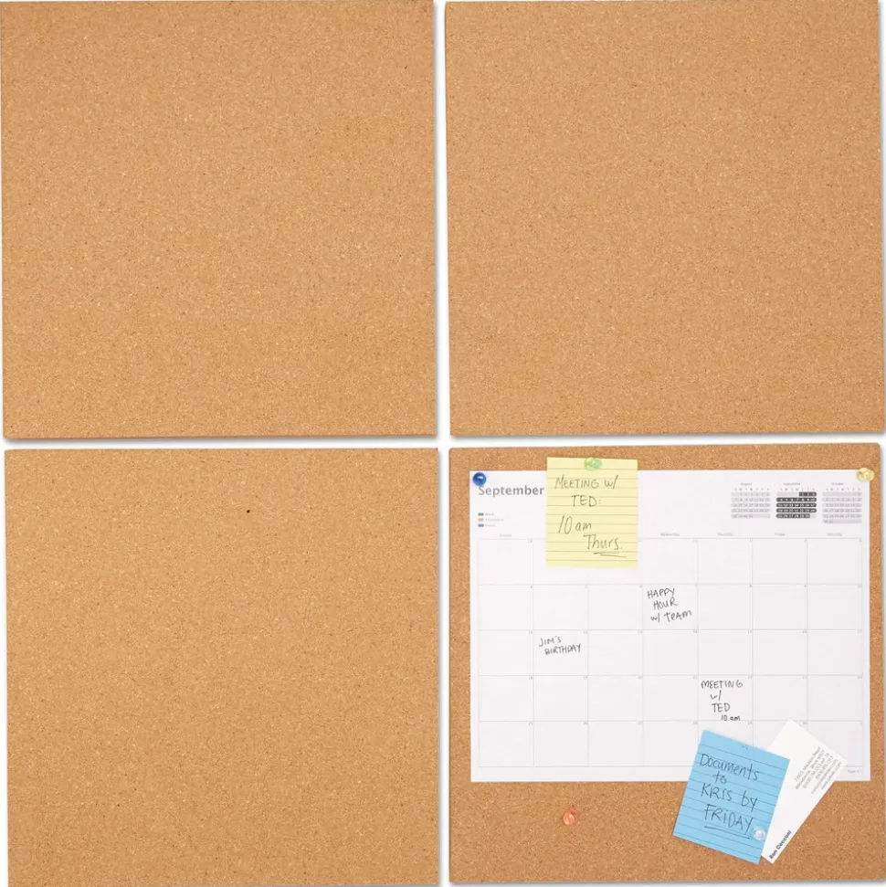Universal 12 in. x 12 in. Cork Tile Panels - Brown Surface (4/Pack)