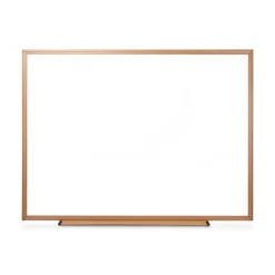 Universal 48 in. x 36 in. Deluxe Melamine Dry Erase Board - Melamine White Surface, Oak Fiberboard Frame