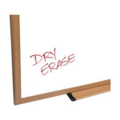 Universal 48 in. x 36 in. Deluxe Melamine Dry Erase Board - Melamine White Surface, Oak Fiberboard Frame