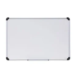 Universal 36 in. x 24 in. Deluxe Porcelain Magnetic Dry Erase Board - White Surface, Aluminum Frame