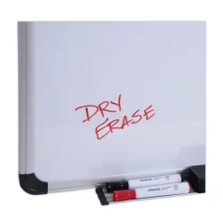 Universal 36 in. x 24 in. Deluxe Porcelain Magnetic Dry Erase Board - White Surface, Aluminum Frame
