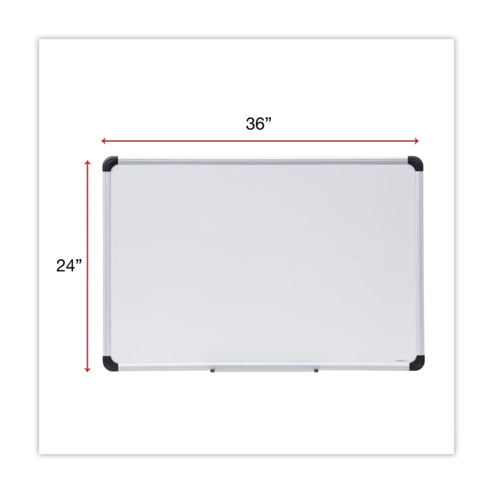 Universal 36 in. x 24 in. Deluxe Porcelain Magnetic Dry Erase Board - White Surface, Aluminum Frame