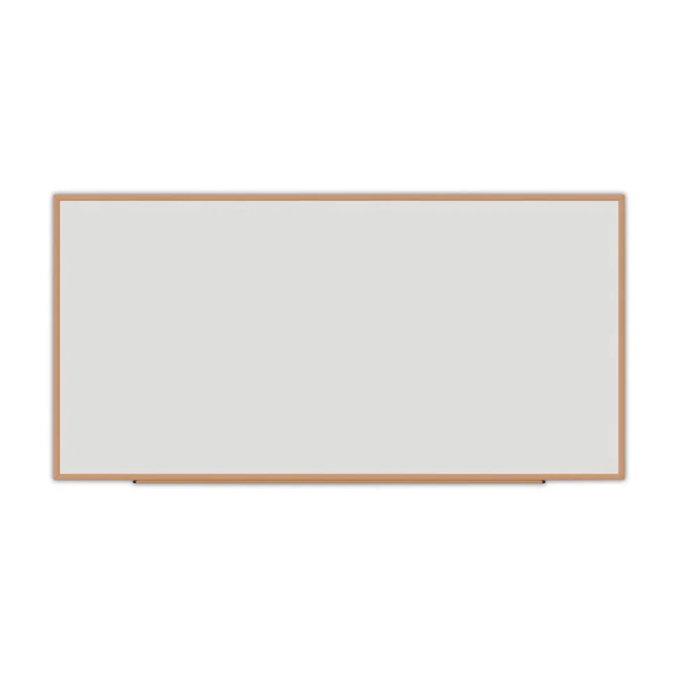 Universal 96 in. x 48 in. Deluxe Melamine Dry Erase Board - Melamine White Surface, Oak Fiberboard Frame