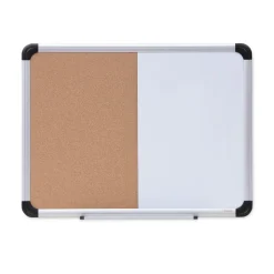 Universal 24 in. x 18 in. Melamine Cork/Dry Erase Board - Tan/White Surface, Aluminum/Plastic Frame