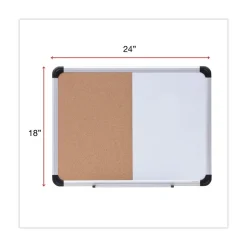 Universal 24 in. x 18 in. Melamine Cork/Dry Erase Board - Tan/White Surface, Aluminum/Plastic Frame
