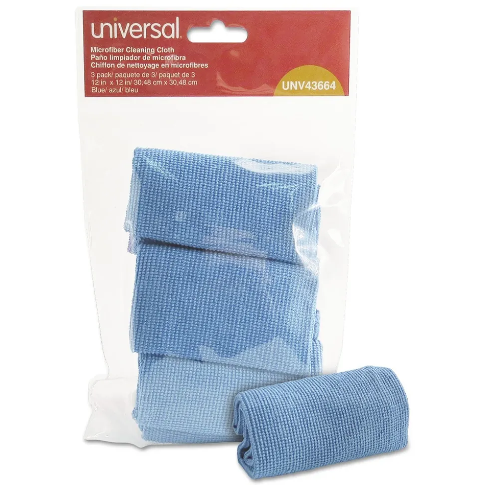 Universal 12 in. x 12 in. Microfiber Cleaning Cloth - Blue (3/Pack)