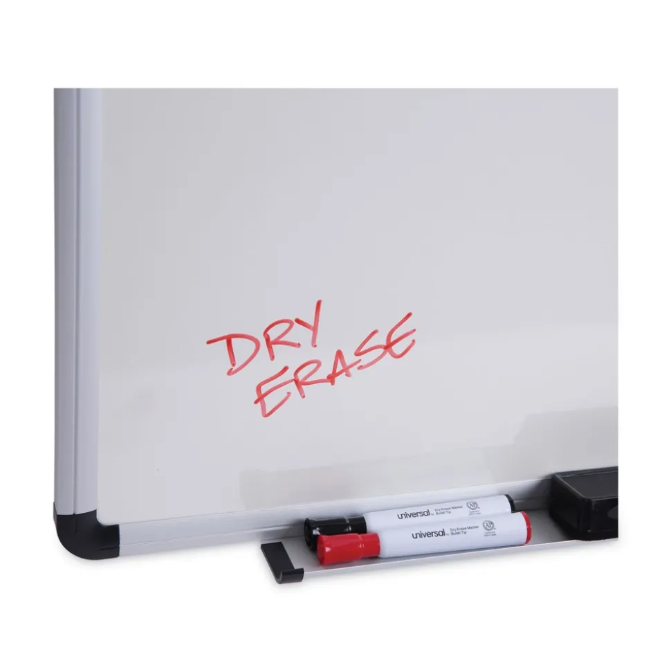 Universal 36 in. x 24 in. Modern Melamine Dry Erase Board - White Surface, Aluminum Frame