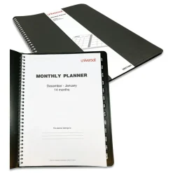 Universal 11 in. x 8 in. 14-Month (Dec 2025-Jan 2027) Monthly Planner - Black Cover