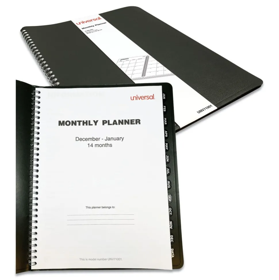 Universal 11 in. x 8 in. 14-Month (Dec 2025-Jan 2027) Monthly Planner - Black Cover