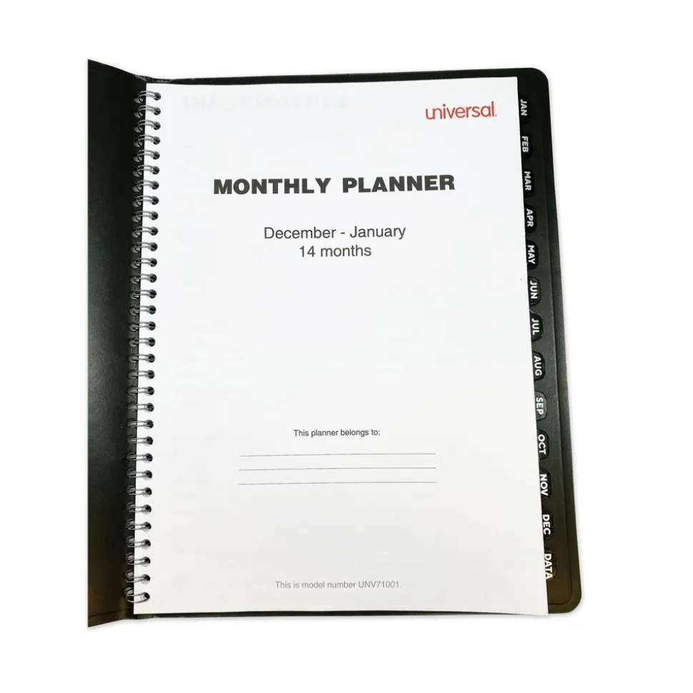 Universal 11 in. x 8 in. 14-Month (Dec 2025-Jan 2027) Monthly Planner - Black Cover