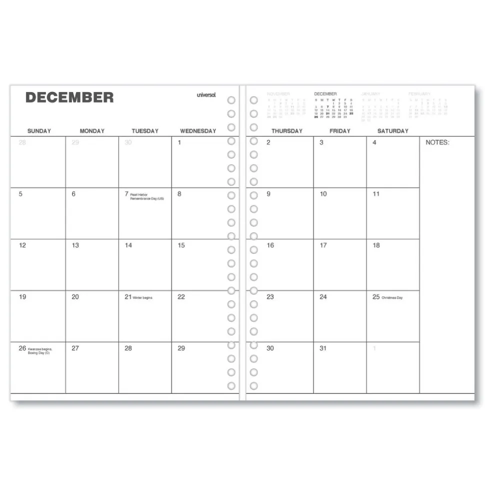 Universal 11 in. x 8 in. 14-Month (Dec 2025-Jan 2027) Monthly Planner - Black Cover