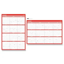 Universal 24 in. x 36 in. 12-Month (Jan-Dec 2026) Erasable Wall Calendar - White/Red Sheets