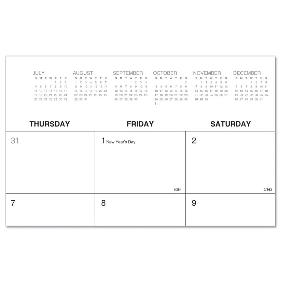 Universal 22 in. x 17 in. 12-Month (Jan-Dec 2026) Desk Pad Calendar - White Sheets/Black Binding/Clear Corners