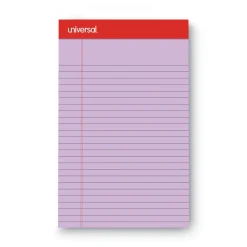 Universal 5 in. x 8 in. Sheets Narrow Rule Perforated Ruled Writing Pads - Assorted Pastel Colors (6/Pack)
