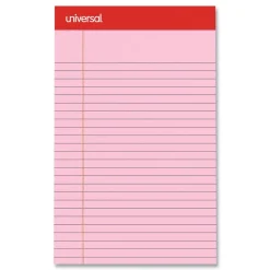 Universal 5 in. x 8 in. Sheets Narrow Rule Perforated Ruled Writing Pads - Assorted Pastel Colors (6/Pack)