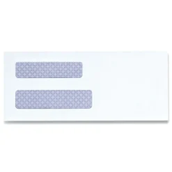 Universal 3.63 in. x 8.63 in. Square Flap Self-Adhesive Closure #8 5/8 Double Window Business Envelope - White (500/Box)
