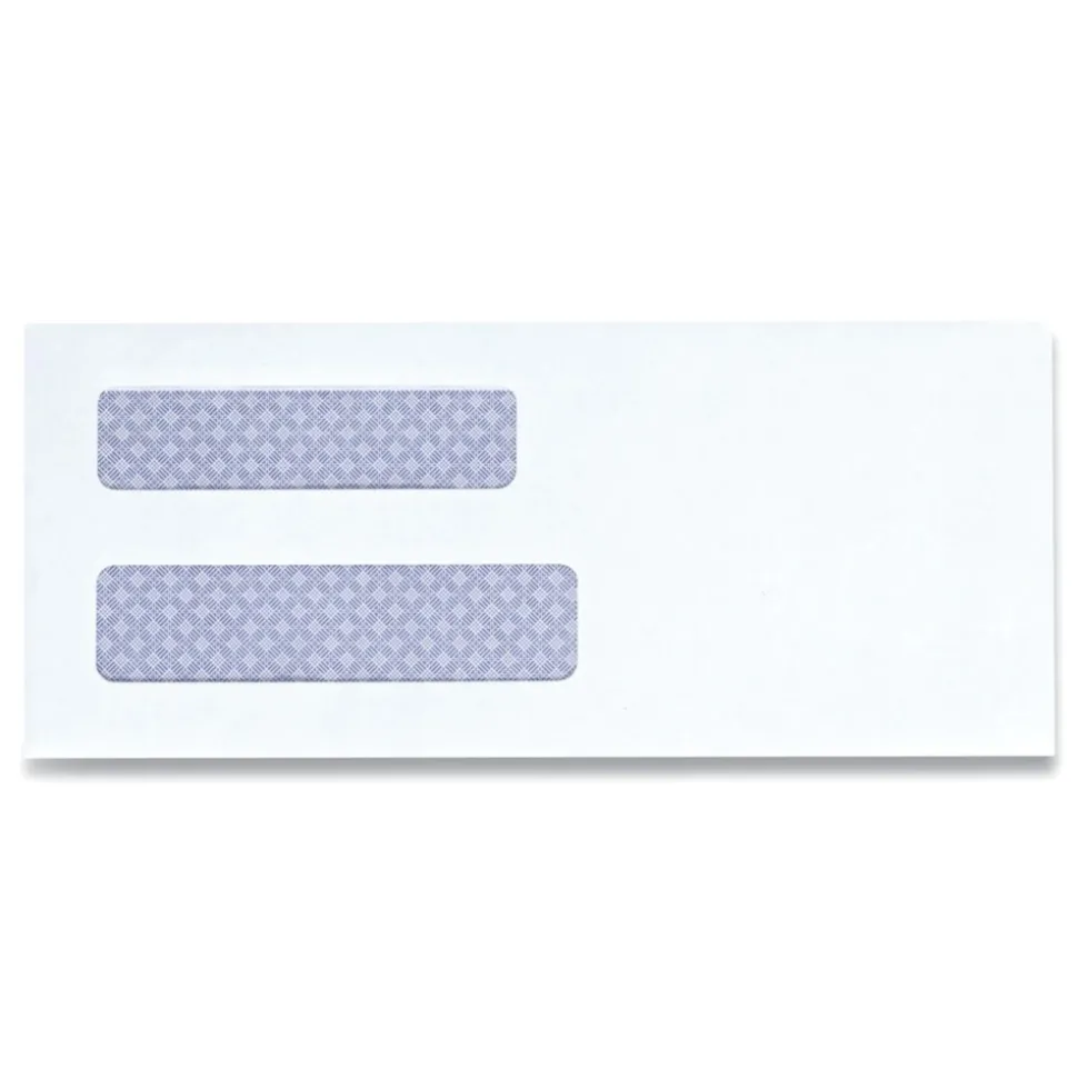 Universal 3.63 in. x 8.63 in. Square Flap Self-Adhesive Closure #8 5/8 Double Window Business Envelope - White (500/Box)