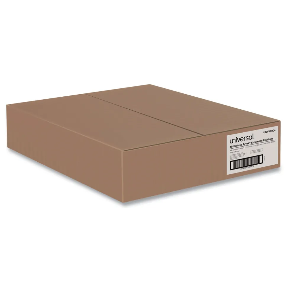 Universal 12 in. x 16 in., Square Flap, Self-Adhesive Closure, Deluxe Tyvek Expansion Envelopes - White (50/Carton)