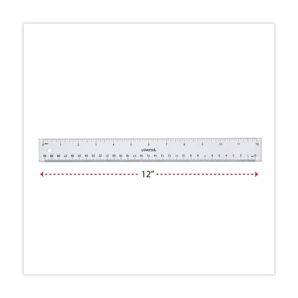 Universal Clear Plastic Standard/Metric 12 in. Ruler - Clear