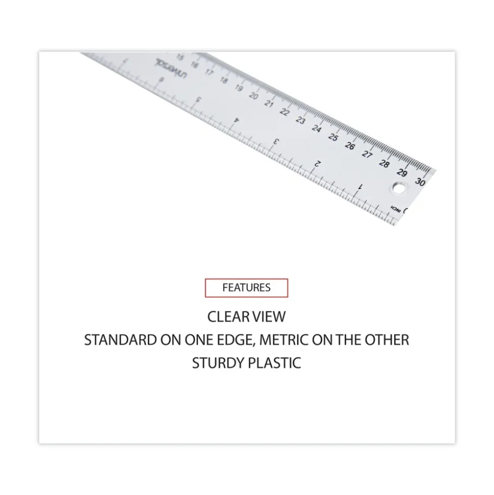 Universal Clear Plastic Standard/Metric 12 in. Ruler - Clear