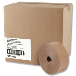 Universal One 10-Piece/Carton Gummed Kraft 3 in. Core 3 in. x 600 ft. Sealing Tape - Brown