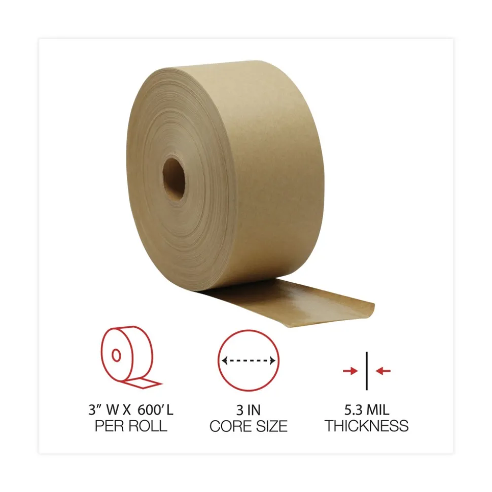 Universal One 10-Piece/Carton Gummed Kraft 3 in. Core 3 in. x 600 ft. Sealing Tape - Brown