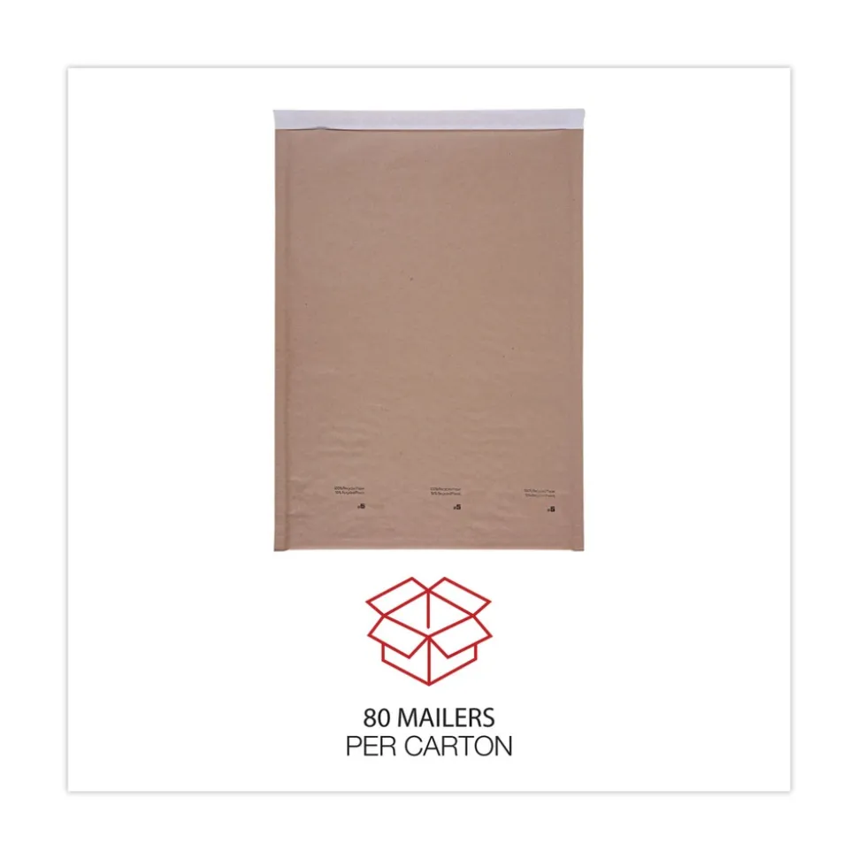 Universal 80-Piece/Carton #5 Self-Seal 10.5 in. x 16 in. Cushioned Mailer with Bubble Lining Barrier and Self-Adhesive Closure - Natural Kraft