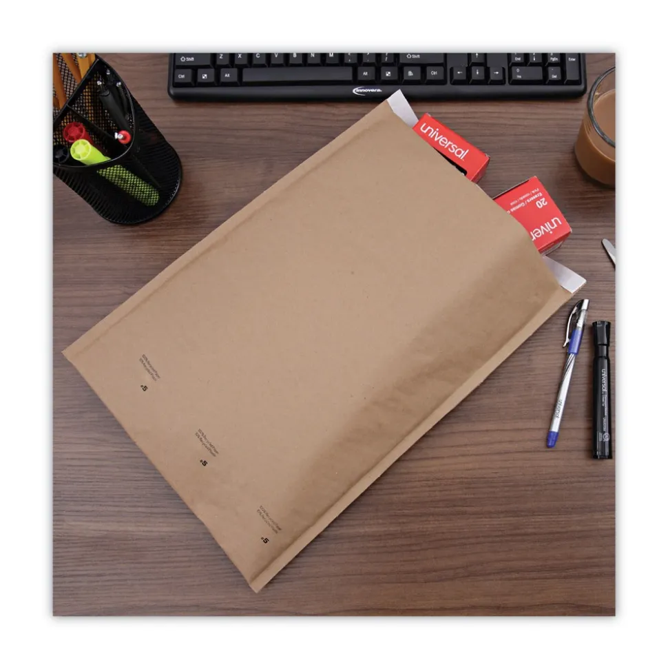 Universal 80-Piece/Carton #5 Self-Seal 10.5 in. x 16 in. Cushioned Mailer with Bubble Lining Barrier and Self-Adhesive Closure - Natural Kraft